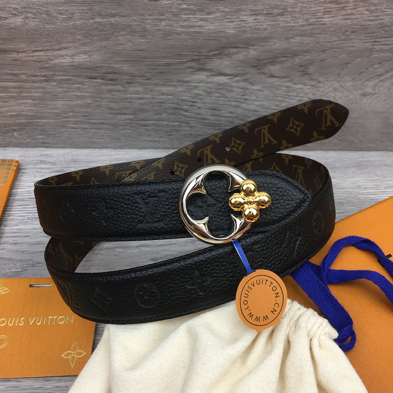 ルイヴィトン ベルト・フラワーグラム 30MM リバーシブル ブラウン ブラック モノグラム・キャンバス シルバー金具 ベルト レディース 人気 2410656 - 画像 (4)