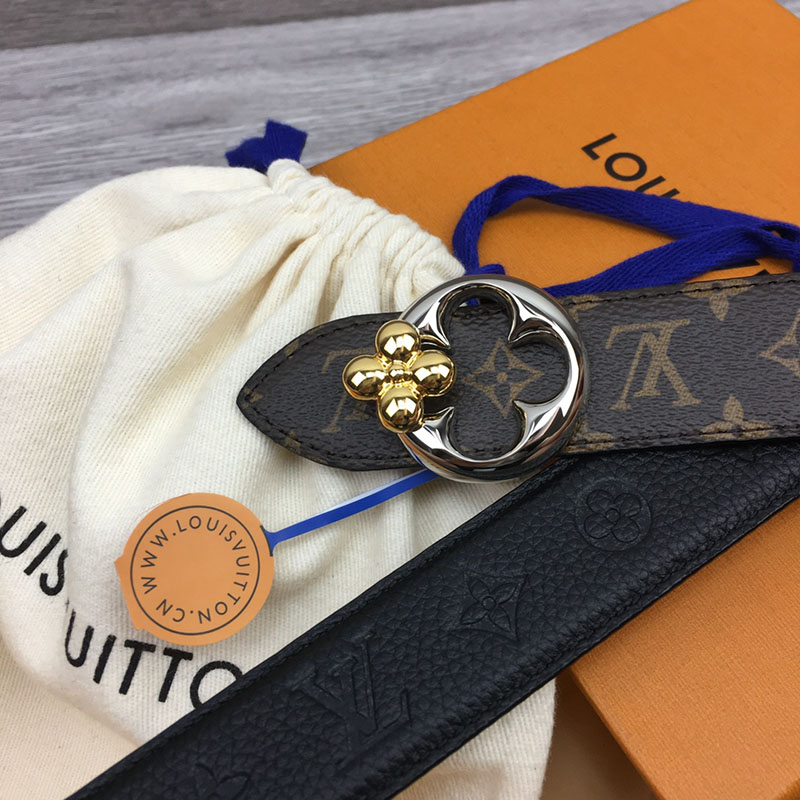ルイヴィトン ベルト・フラワーグラム 30MM リバーシブル ブラウン ブラック モノグラム・キャンバス シルバー金具 ベルト レディース 人気 2410656 - 画像 (2)