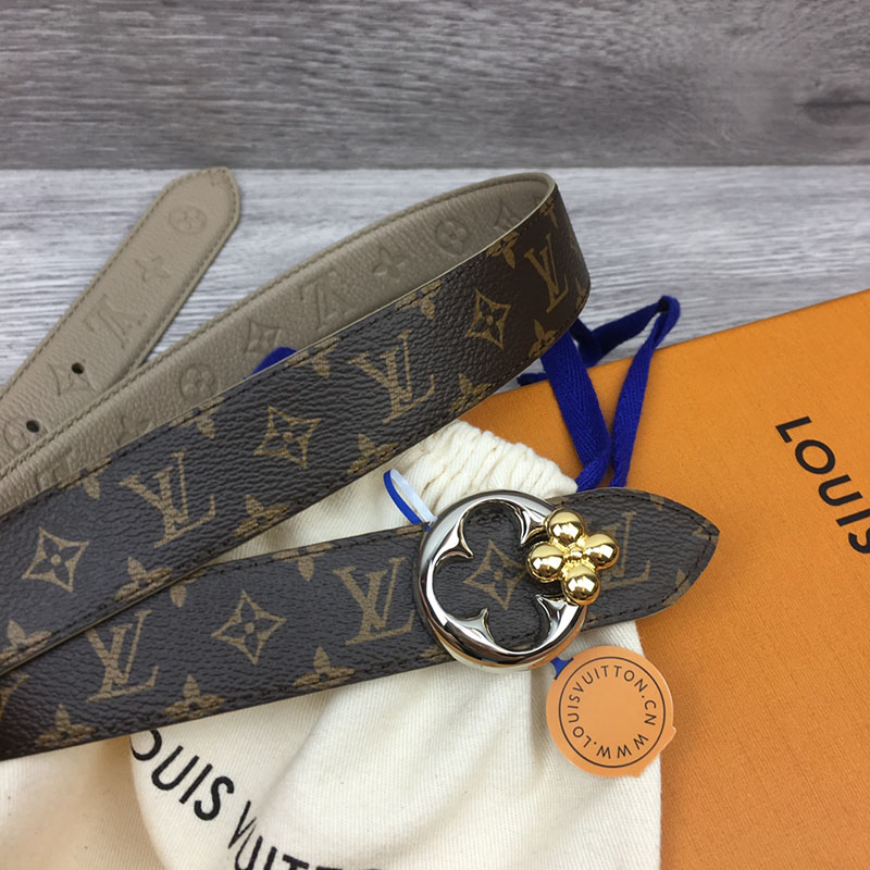 ルイヴィトン ベルト・フラワーグラム 30MM リバーシブル ブラウン トゥルトレール モノグラム・キャンバス シルバー金具 ベルト レディース 人気 2410657 - 画像 (2)