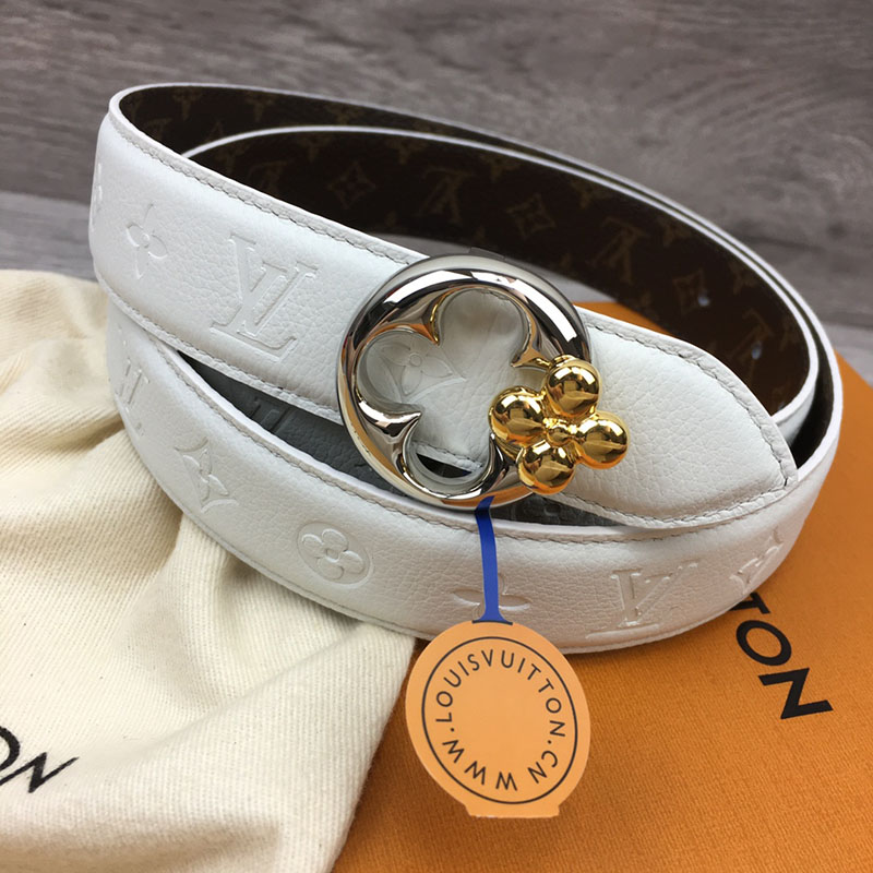 ルイヴィトン ベルト・フラワーグラム 30MM リバーシブル ブラウン ホワイト モノグラム・キャンバス シルバー金具 ベルト レディース 人気 2410658 - 画像 (3)