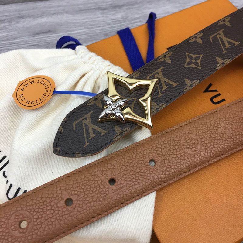 ルイヴィトン ベルト・フラワーグラム 30MM リバーシブル ブラウン アリゾナ モノグラム・キャンバス ゴールド金具 ベルト レディース 人気 2410659 - 画像 (2)