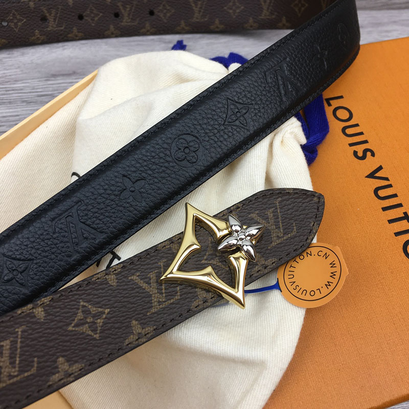 ルイヴィトン ベルト・フラワーグラム 30MM リバーシブル ブラウン ブラック モノグラム・キャンバス ゴールド金具 ベルト レディース 人気 2410662 - 画像 (3)