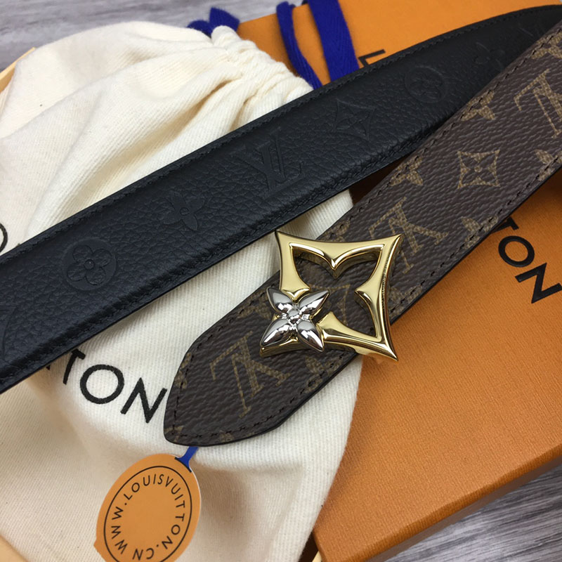 ルイヴィトン ベルト・フラワーグラム 30MM リバーシブル ブラウン ブラック モノグラム・キャンバス ゴールド金具 ベルト レディース 人気 2410662 - 画像 (2)