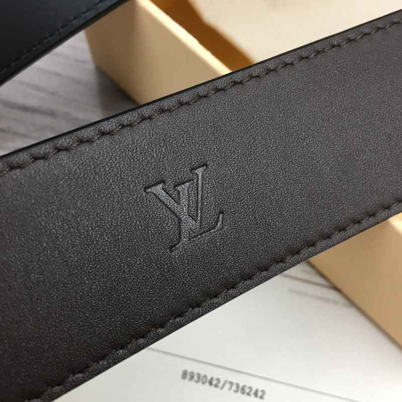 ルイヴィトン ベルト・LV ライン 40MM リバーシブル こげ茶色 モノグラム・キャンバス ゴールド金具 ヴィトン ベルト 安い メンズ 2410667 - 画像 (4)