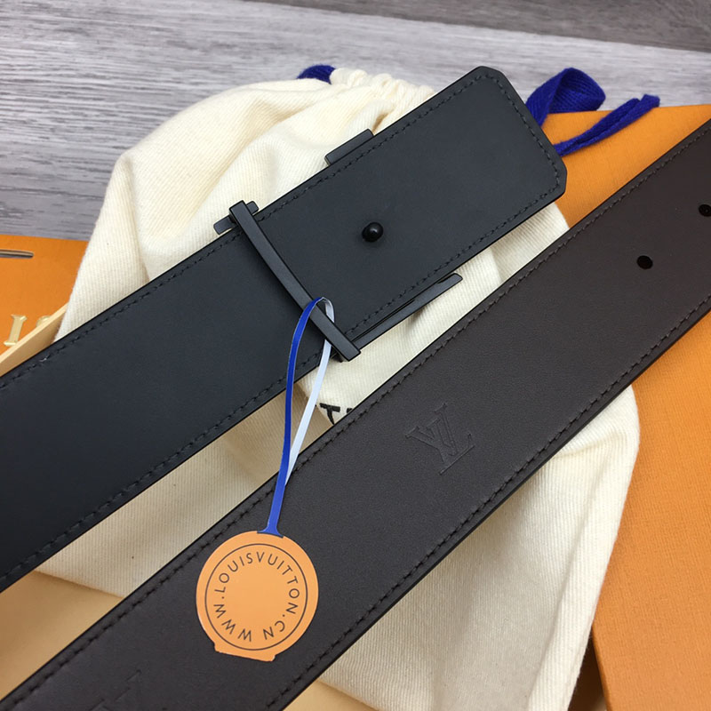 ルイヴィトン ベルト・LV ライン 40MM リバーシブル こげ茶色 モノグラム・キャンバス ブラック金具 ヴィトン ベルト 安い メンズ 2410668 - 画像 (4)