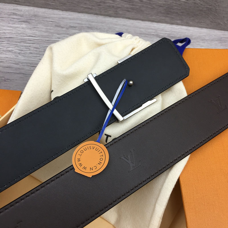 ルイヴィトン ベルト・LV ライン 40MM リバーシブル こげ茶色 モノグラム・キャンバス マットシルバー金具 ヴィトン ベルト 安い メンズ 2410669 - 画像 (6)