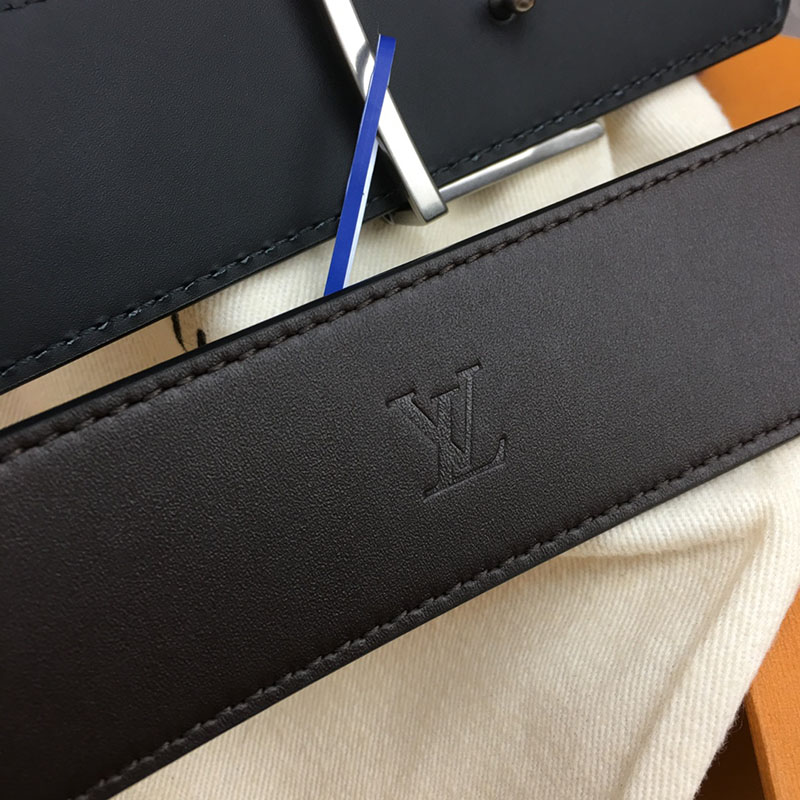 ルイヴィトン ベルト・LV ライン 40MM リバーシブル こげ茶色 モノグラム・キャンバス マットシルバー金具 ヴィトン ベルト 安い メンズ 2410669 - 画像 (5)