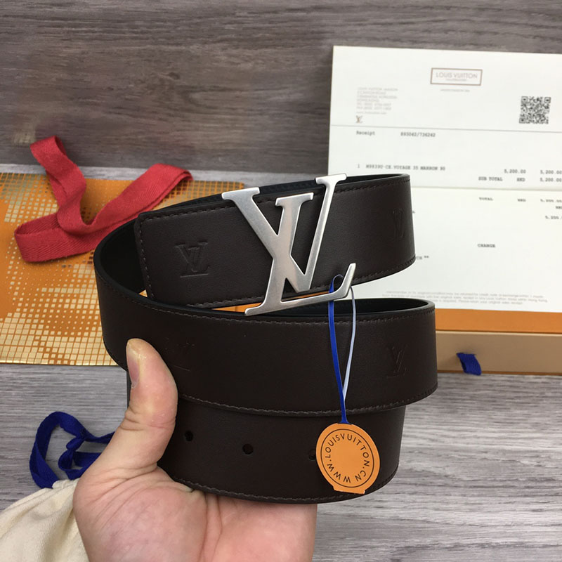 ルイヴィトン ベルト・LV ライン 40MM リバーシブル こげ茶色 モノグラム・キャンバス マットシルバー金具 ヴィトン ベルト 安い メンズ 2410669 - 画像 (3)