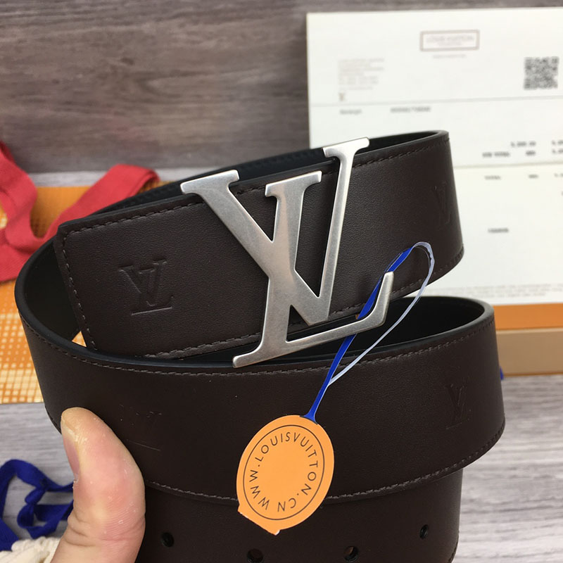 ルイヴィトン ベルト・LV ライン 40MM リバーシブル こげ茶色 モノグラム・キャンバス マットシルバー金具 ヴィトン ベルト 安い メンズ 2410669 - 画像 (2)