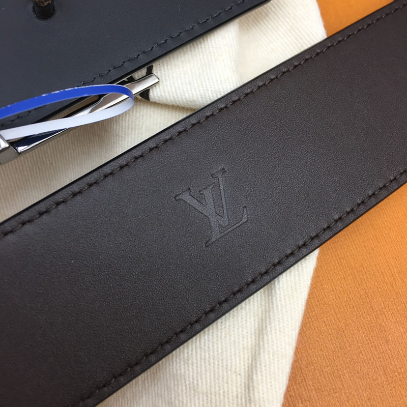 ルイヴィトン ベルト・LV ライン 40MM リバーシブル こげ茶色 モノグラム・キャンバス シルバー金具 ヴィトン ベルト 安い メンズ 2410670 - 画像 (5)