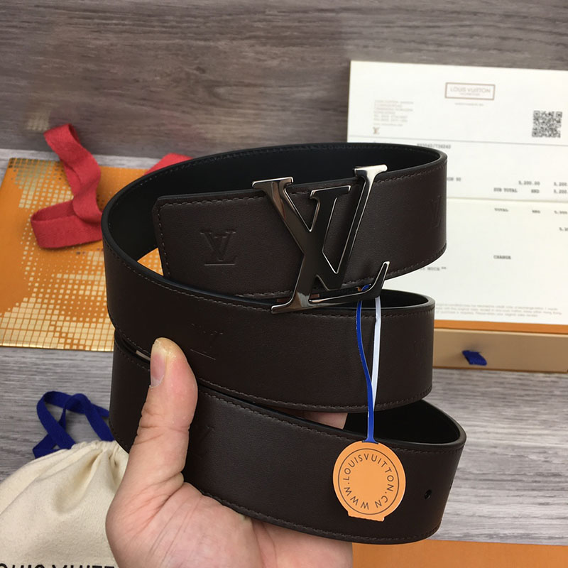 ルイヴィトン ベルト・LV ライン 40MM リバーシブル こげ茶色 モノグラム・キャンバス シルバー金具 ヴィトン ベルト 安い メンズ 2410670 - 画像 (4)