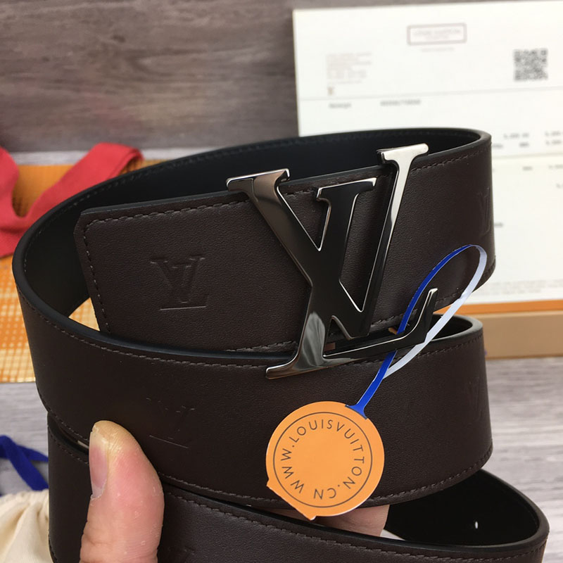 ルイヴィトン ベルト・LV ライン 40MM リバーシブル こげ茶色 モノグラム・キャンバス シルバー金具 ヴィトン ベルト 安い メンズ 2410670 - 画像 (3)