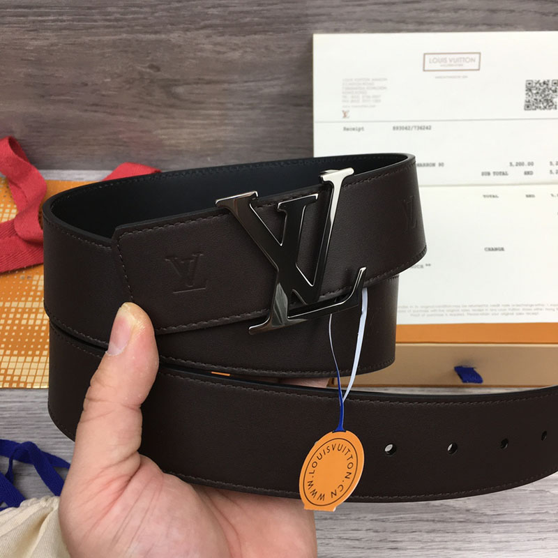 ルイヴィトン ベルト・LV ライン 40MM リバーシブル こげ茶色 モノグラム・キャンバス シルバー金具 ヴィトン ベルト 安い メンズ 2410670 - 画像 (2)