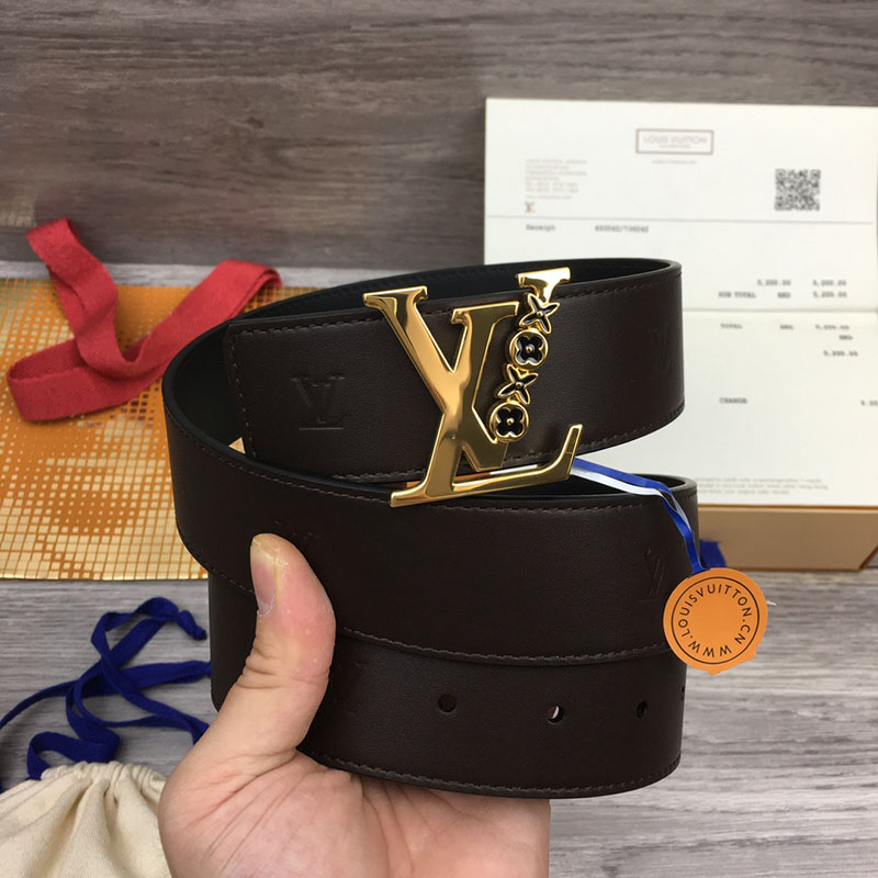 ルイヴィトン ベルト・LV ライン 40MM リバーシブル こげ茶色 モノグラム・キャンバス ゴールド金具 ヴィトン ベルト 安い メンズ 2410670 - 画像 (4)