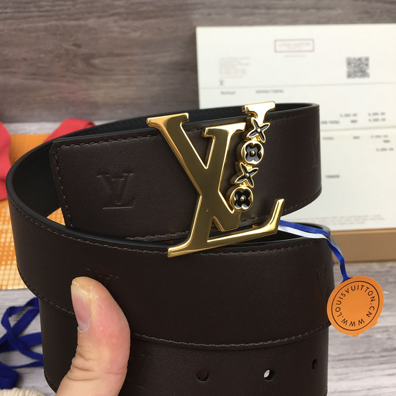 ルイヴィトン ベルト・LV ライン 40MM リバーシブル こげ茶色 モノグラム・キャンバス ゴールド金具 ヴィトン ベルト 安い メンズ 2410670 - 画像 (3)
