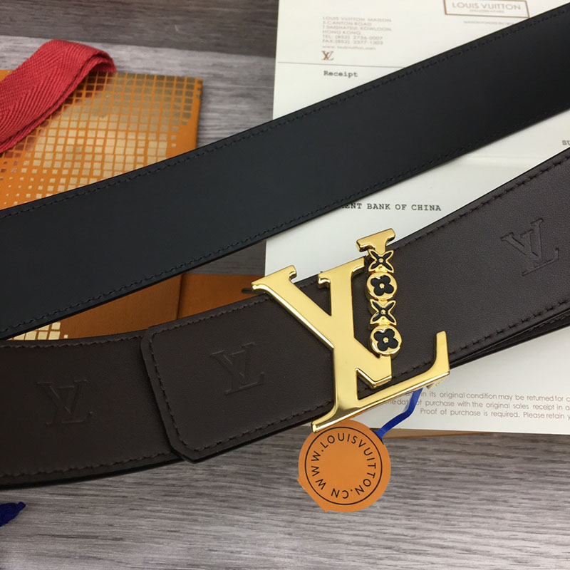 ルイヴィトン ベルト・LV ライン 40MM リバーシブル こげ茶色 モノグラム・キャンバス ゴールド金具 ヴィトン ベルト 安い メンズ 2410670 - 画像 (2)