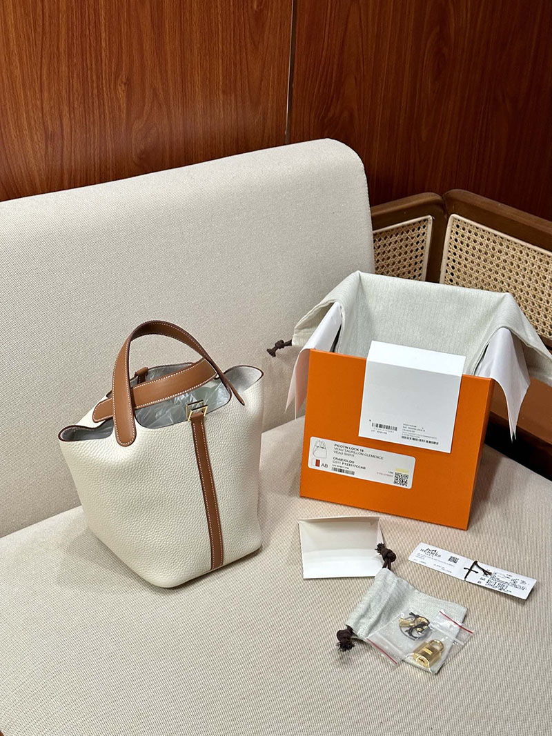 最高級エルメススーパーコピー ピコタンPMコピー ピコタンロック 18 PM タッチ クレxゴールド トリヨンクレマンスxスイフト ゴールド金具 - 画像 (5)