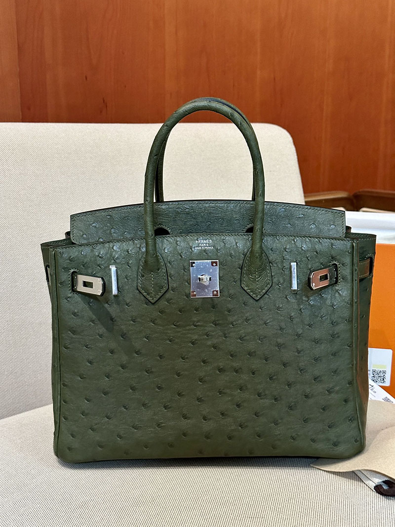 最高級エルメススーパーコピー バーキン30コピー バーキン30 ヴェールオリーヴ オーストリッチ シルバー金具 - 画像 (10)