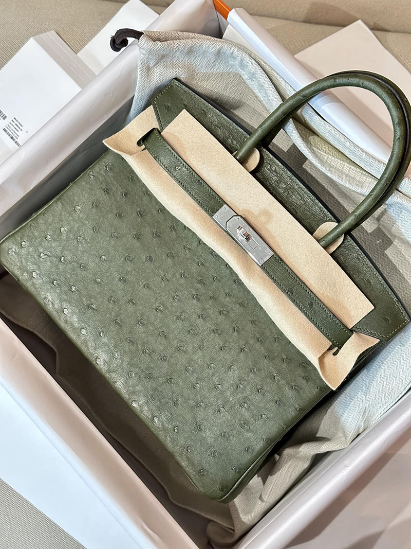 最高級エルメススーパーコピー バーキン30コピー バーキン30 ヴェールオリーヴ オーストリッチ シルバー金具 - 画像 (9)