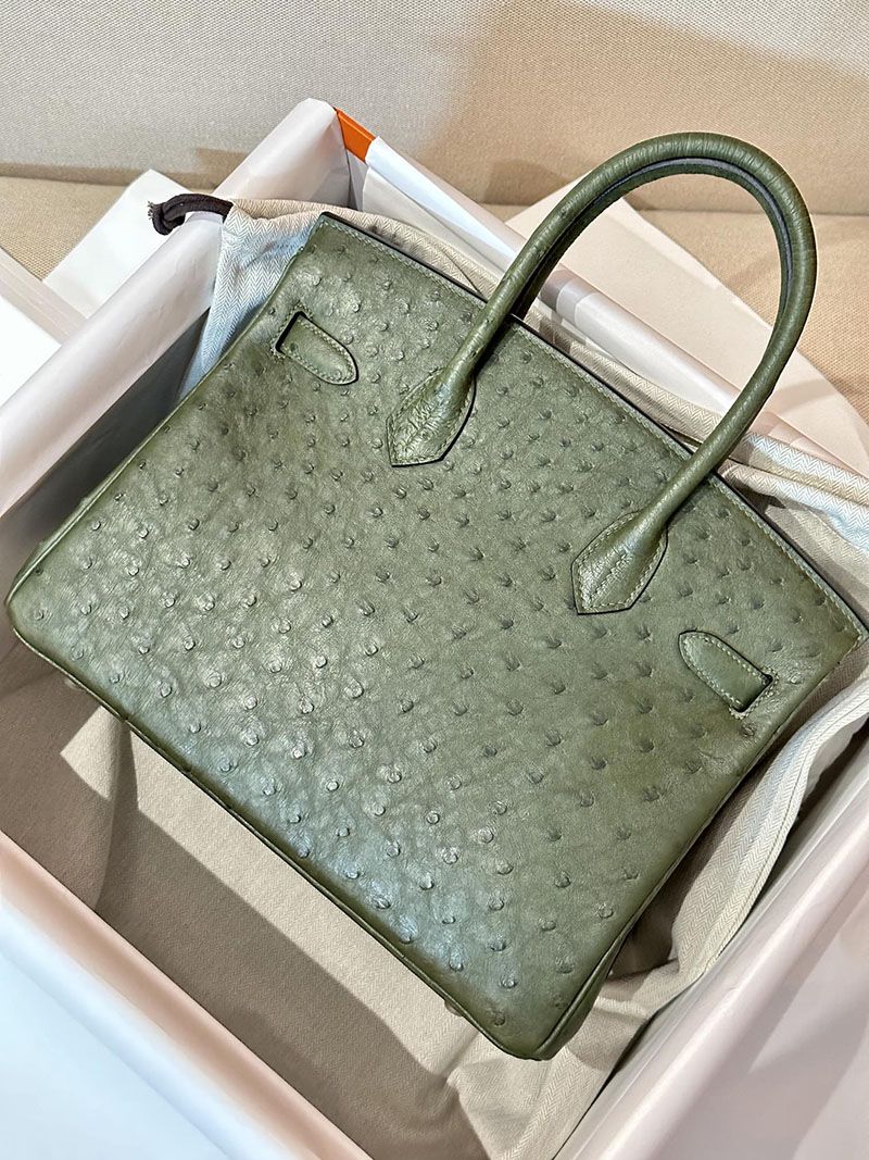 最高級エルメススーパーコピー バーキン30コピー バーキン30 ヴェールオリーヴ オーストリッチ シルバー金具 - 画像 (8)