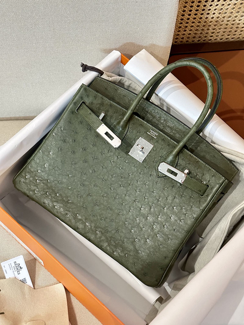 最高級エルメススーパーコピー バーキン30コピー バーキン30 ヴェールオリーヴ オーストリッチ シルバー金具 - 画像 (4)