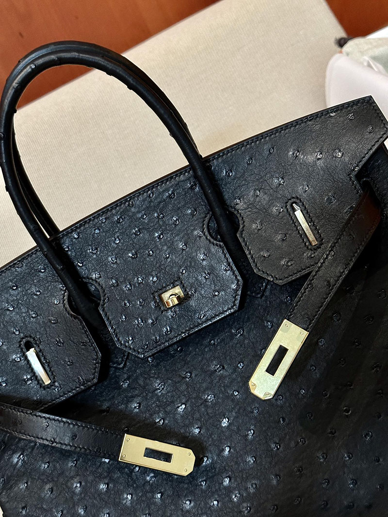 最高級エルメススーパーコピー バーキン35コピー バーキン35 黒 ブラック オーストリッチ ゴールド金具 - 画像 (11)