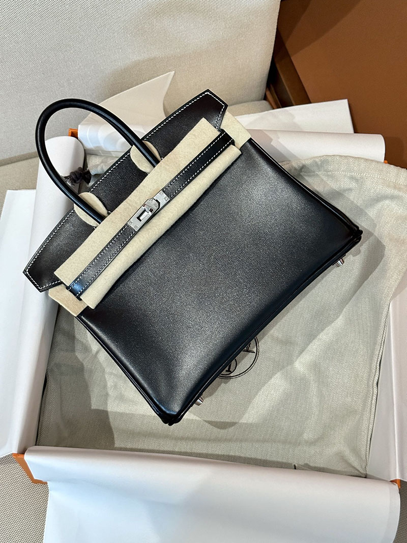 最高級エルメススーパーコピー バーキン25コピー バーキン25 黒 ブラック ボックスカーフ シルバー金具 - 画像 (3)