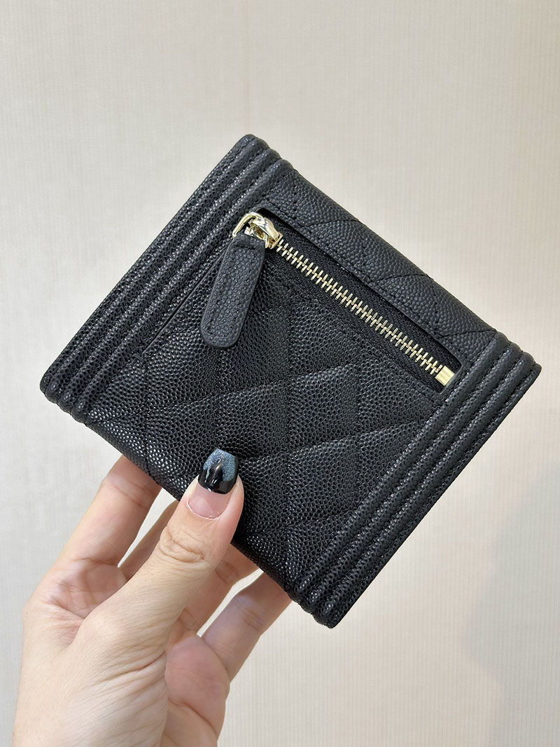 最高級シャネルスーパーコピー シャネル財布コピー スモールフラップウォレット 三つ折り 財布 人気色 黒 (ブラック) A80734 キャビアスキン ゴールド金具 2411001 - 画像 (4)