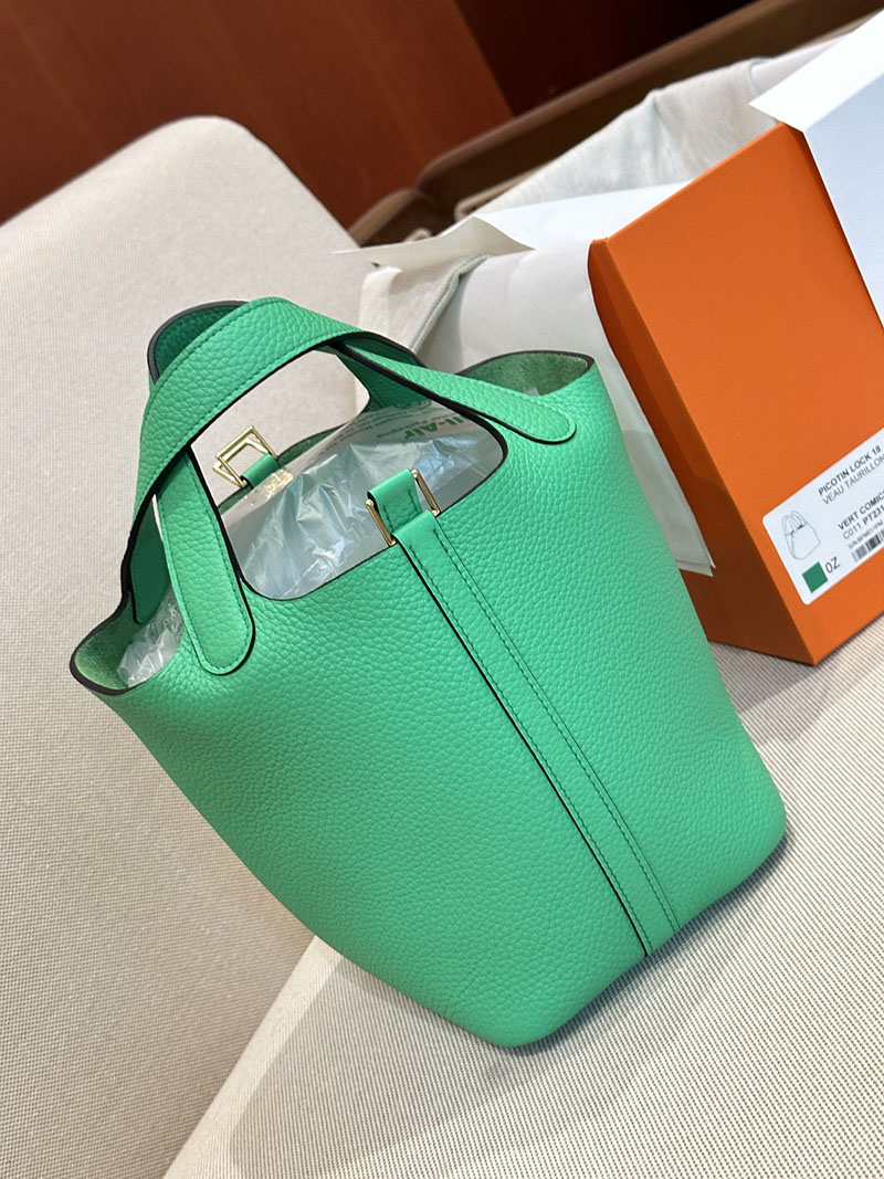 エルメス ハンドバッグ ピコタン pm 定価 ピコタンロック 18 PM ヴェールコミック トリヨンクレマンス ゴールド金具 2412009 - 画像 (7)