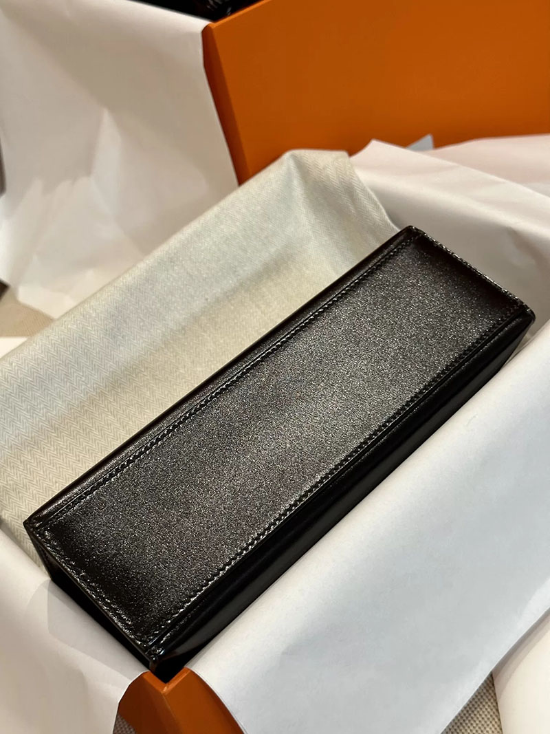 エルメス ポシェットケリー 斜めがけ ポシェットケリー 黒 ブラック ボックスカーフ シルバー金具 2412026 - 画像 (9)