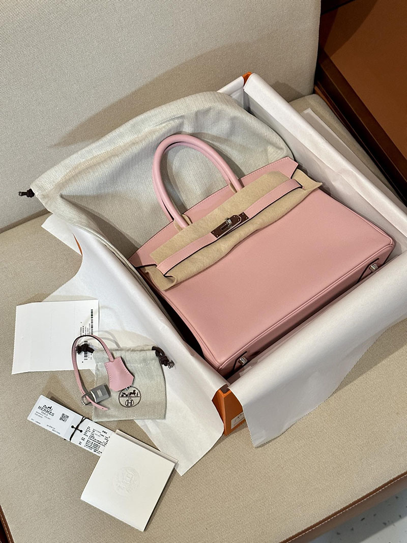 エルメスバーキン レディース バーキン30 定価 バーキン30 ローズサクラ シェブルミゾル シルバー金具 2412027 - 画像 (7)