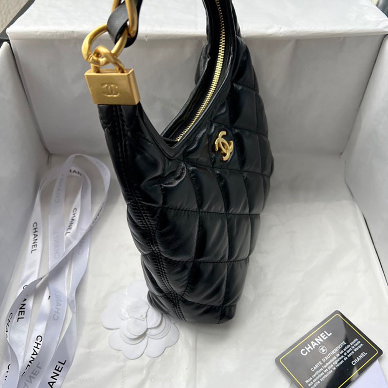 最高級シャネルスーパーコピー シャネルバッグコピー chanel ホーボー バッグ 新作 2024 黒 (ブラック) AS538 ラムスキン ゴールド金具 2411086 - 画像 (6)