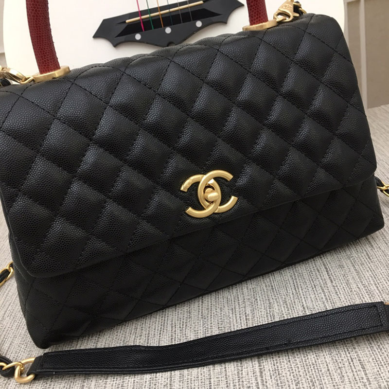 最高級シャネルスーパーコピー シャネルバッグコピー ラージトップハンドルフラップバッグ 黒 (ブラック)/ボルドー A92992 キャビアスキン ゴールド金具 2411219 - 画像 (7)