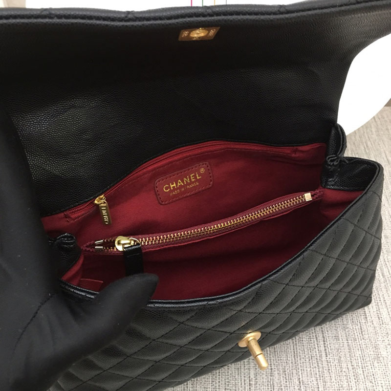 最高級シャネルスーパーコピー シャネルバッグコピー ラージトップハンドルフラップバッグ 黒 (ブラック)/ボルドー A92992 キャビアスキン ゴールド金具 2411219 - 画像 (2)