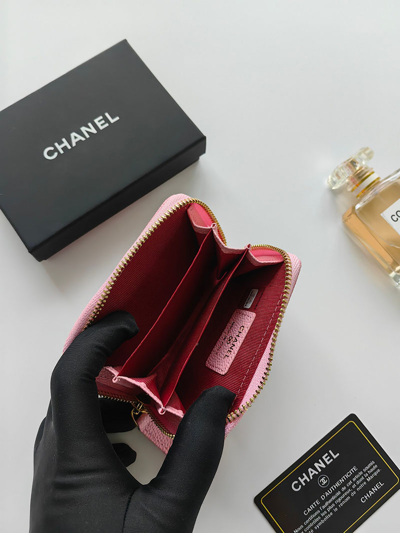 シャネル 財布 2025 新作 CHANEL ミニ財布 小銭入れ・コインケース ボーイシャネル ピンク A80602 B01489 NG750 キャビアスキン ゴールド金具 - 画像 (2)