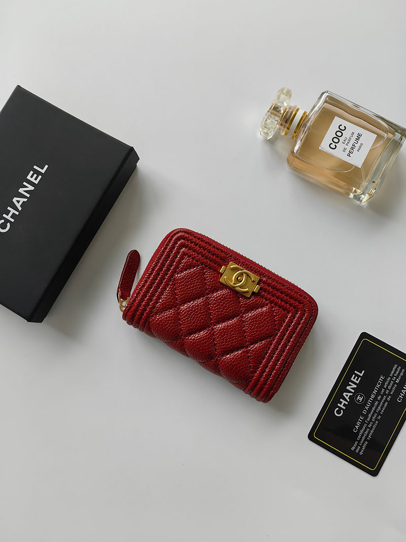 シャネル 財布 2025 新作 CHANEL ミニ財布 小銭入れ・コインケース ボーイシャネル ボルドー A80602 キャビアスキン ゴールド金具 - 画像 (5)
