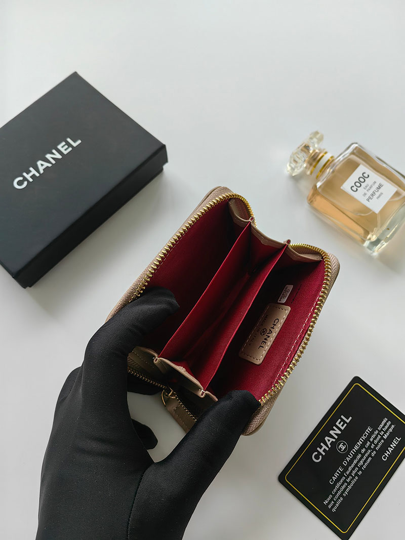 シャネル 財布 2025 新作 CHANEL ミニ財布 小銭入れ・コインケース ボーイシャネル グレー A80602 B01490 NR652 ラムスキン ゴールド金具 - 画像 (2)
