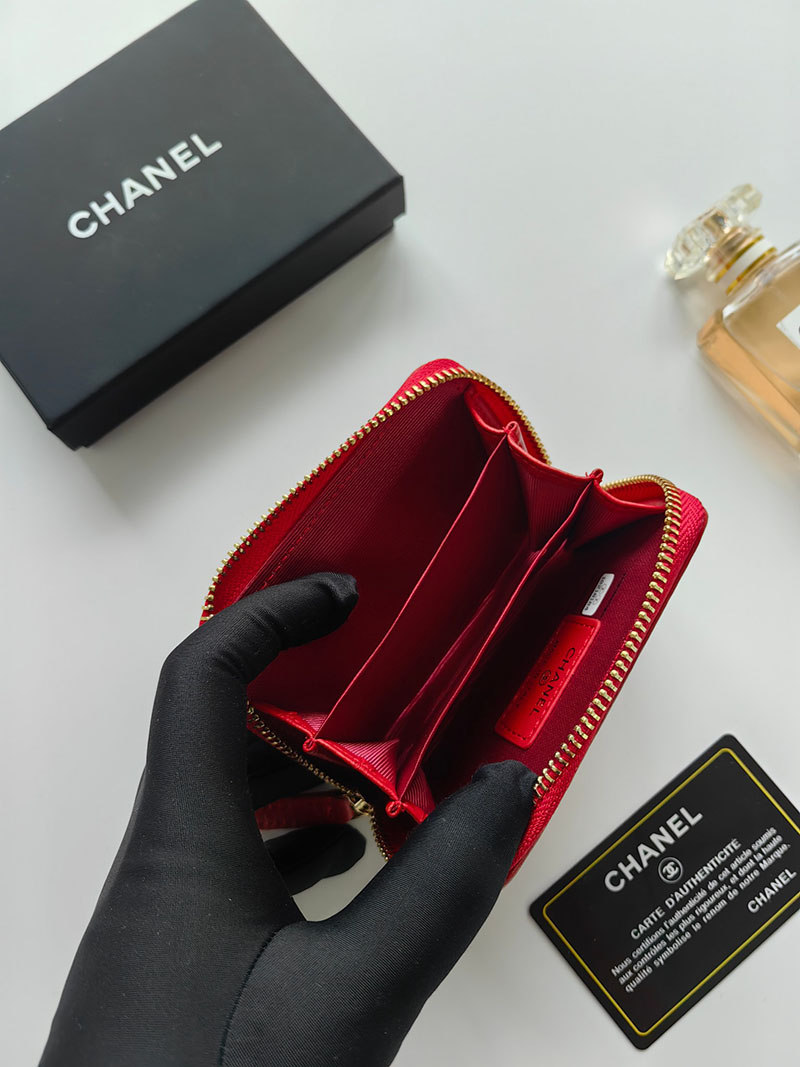 シャネル 財布 2025 新作 CHANEL ミニ財布 小銭入れ・コインケース ボーイシャネル レッド A80602 ラムスキン ゴールド金具 - 画像 (3)