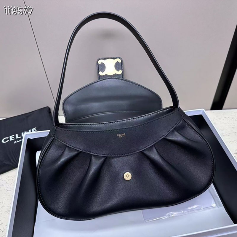 最高級セリーヌスーパーコピー セリーヌバッグコピー ミディアム ポリー バッグ ブラック 115633FDU.38NO カーフスキン ゴールド金具 - 画像 (4)