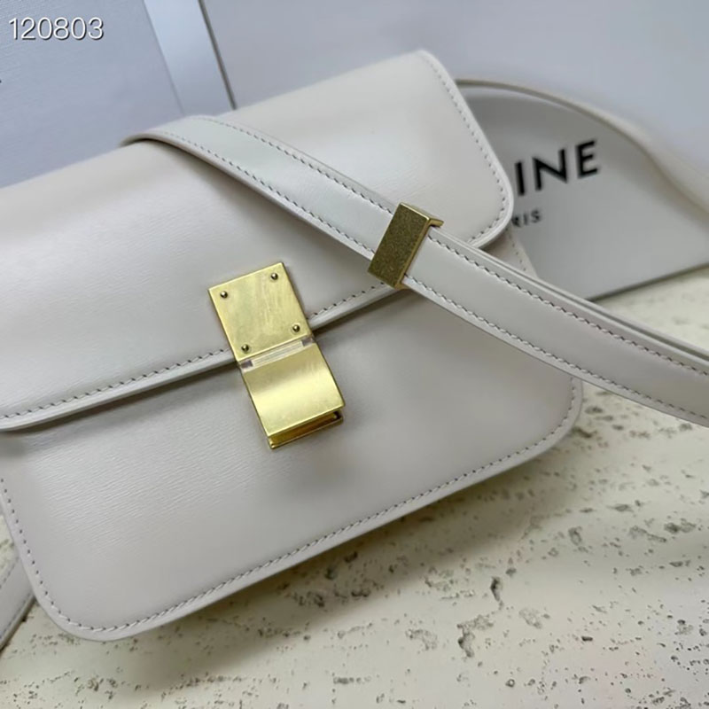 最高級セリーヌスーパーコピー セリーヌバッグコピー クラシック ティーン ボックス ホワイト 192523ENY.01BC カーフスキン ゴールド金具 - 画像 (7)
