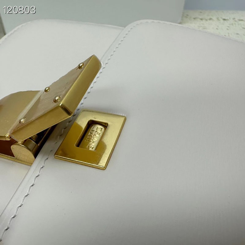 最高級セリーヌスーパーコピー セリーヌバッグコピー クラシック ティーン ボックス ホワイト 192523ENY.01BC カーフスキン ゴールド金具 - 画像 (5)
