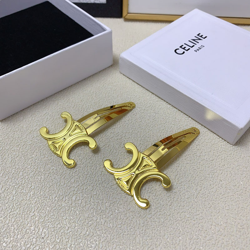最高級セリーヌスーパーコピー セリーヌヘアピンコピー CELINE スナップ ヘアクリップ 2つセット / ゴールドフィニッシュ ブラス&スチール 46Z656BSL.35OR - 画像 (6)