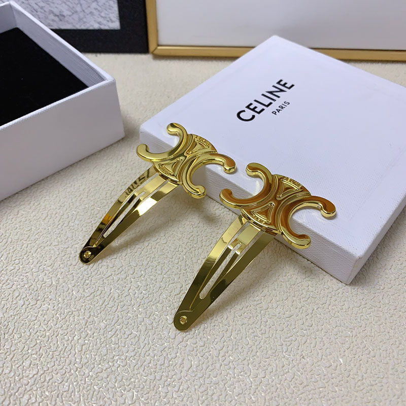 最高級セリーヌスーパーコピー セリーヌヘアピンコピー CELINE スナップ ヘアクリップ 2つセット / ゴールドフィニッシュ ブラス&スチール 46Z656BSL.35OR - 画像 (3)