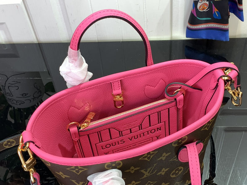 レディース ルイヴィトン トートバッグ ネヴァーフル・インサイドアウト BB ローズ ポンディシェリ / モノグラム M12106 牛革 ゴールド金具 - 画像 (3)