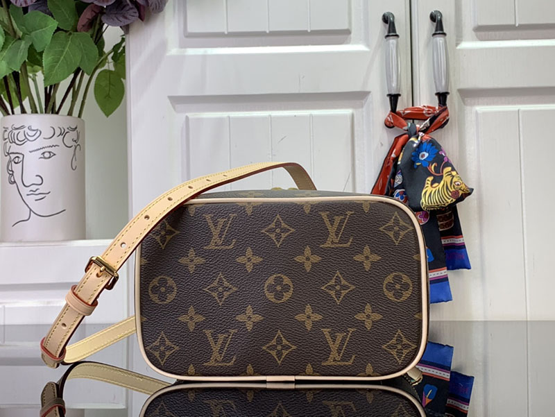 ルイヴィトン 化粧品ポーチ 人気 ニース・ミニ ブラウン M44495 モノグラム・キャンバス ゴールド金具 - 画像 (6)