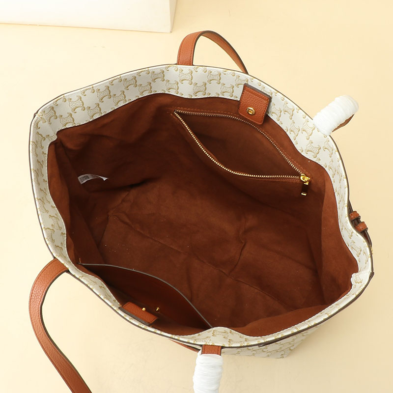 N品 セリーヌ バッグ 人気 ランキング CELINE トートバッグ 人気 ミディアム カバ アナイス キュイル トリオンフ 116853ENY.01BC ホワイト ゴールド金具 - 画像 (2)