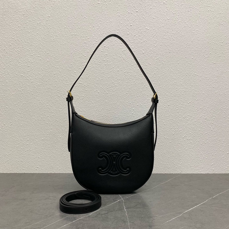 N品 セリーヌ バッグ 人気 ランキング CELINE ホーボーバッグ スモール エロイズ キュイル トリオンフ バッグ 117253FLH.38NO ブラック ゴールド金具 - 画像 (5)