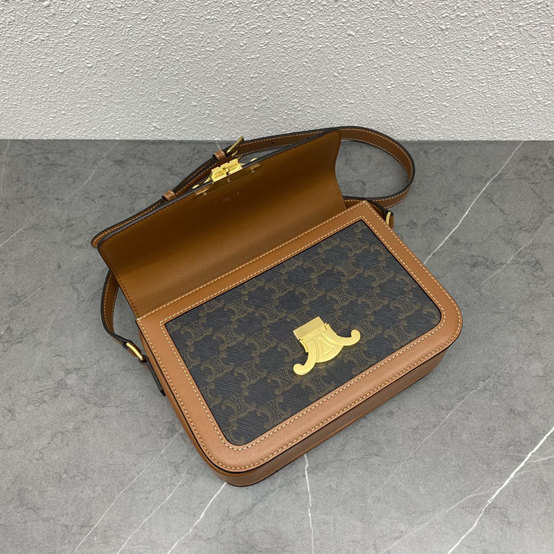 N品 セリーヌ バッグ 人気 ランキング CELINE ショルダーバッグ 人気 クラシック トリオンフ バッグ 191242BZ4.04LU タン ゴールド金具 - 画像 (4)