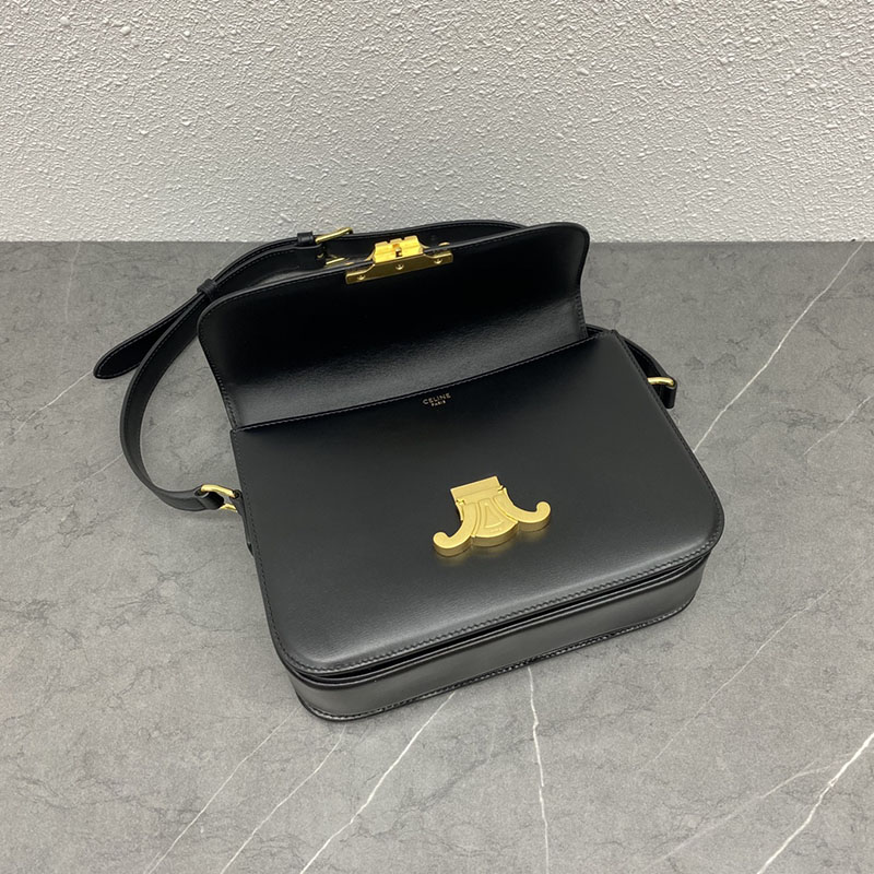 N品 セリーヌ バッグ 人気 ランキング CELINE ショルダーバッグ 人気 クラシック トリオンフ バッグ 187363BF4.38NO ブラック ゴールド金具 - 画像 (3)