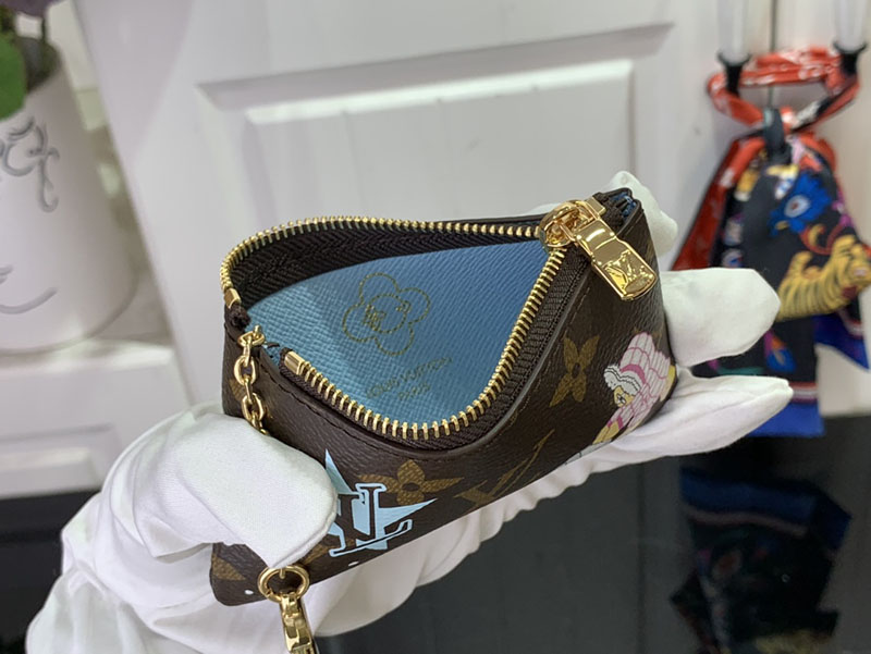 最高級ルイヴィトンスーパーコピー ルイヴィトンキーケースコピー カードキーケース ポシェット・クレ モノグラム / アズール フロスト M12229 キャンバス ゴールド金具 - 画像 (3)